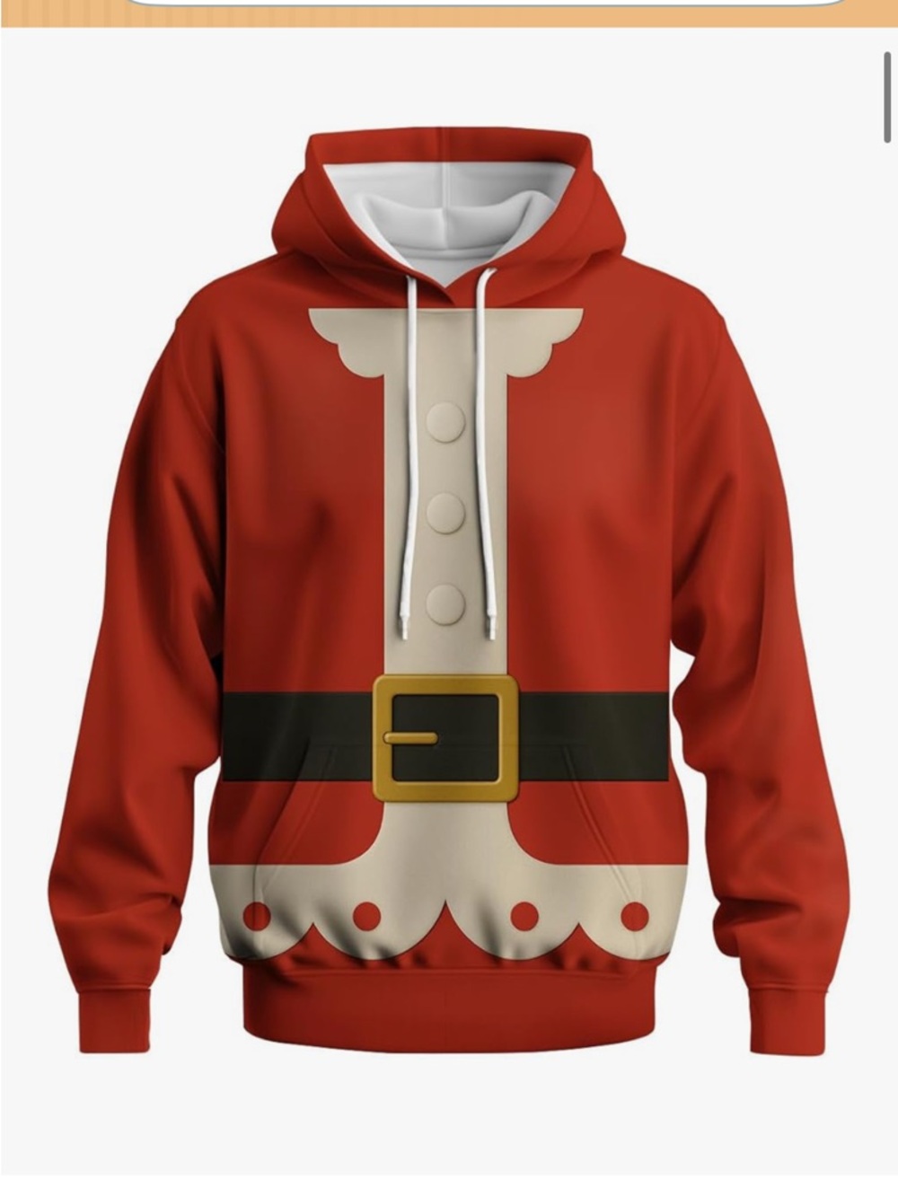 New Unisex Red Santa Belt Hoodie Sweater - Festive Holiday Pullover
